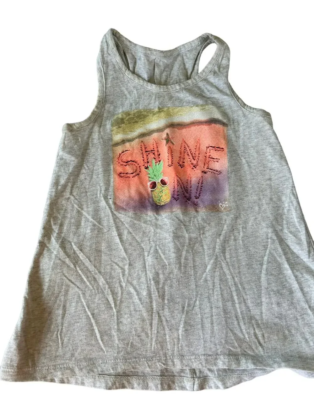 Justice Grey Shine On Pineapple Tank size 7